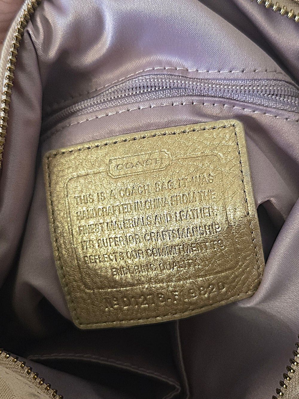 Coach Gold Metallic Signature Chain With Leather Trim Crossbody Bag - Picture 5 of 6